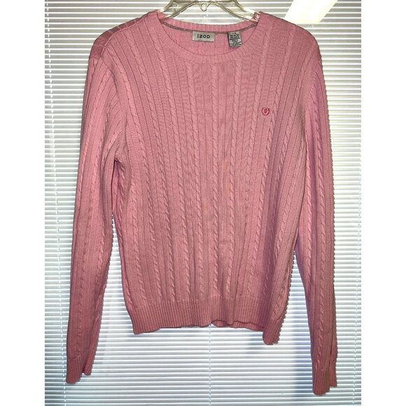 IZOD Pale Pink Cable Knit Sweater -- Large - Picture 4 of 6